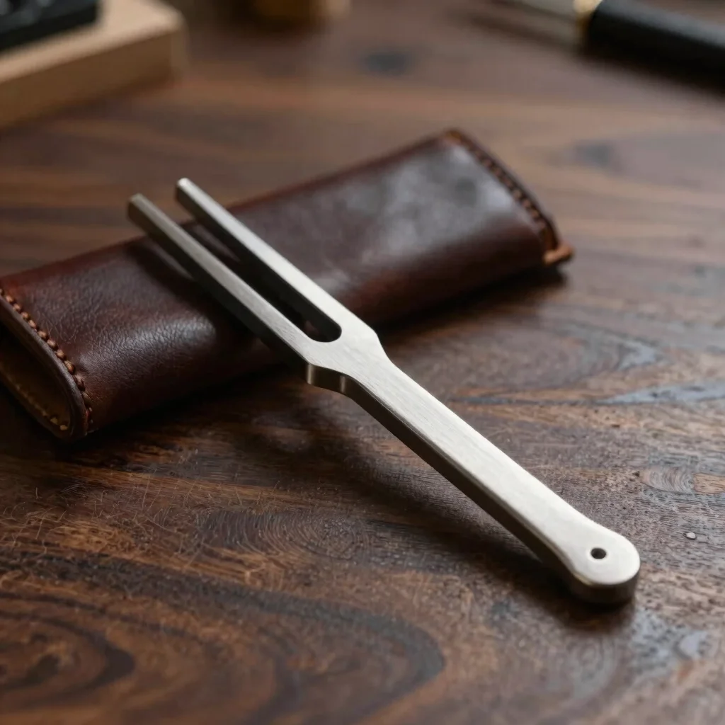 Diapason d'artisan avec étui en cuir